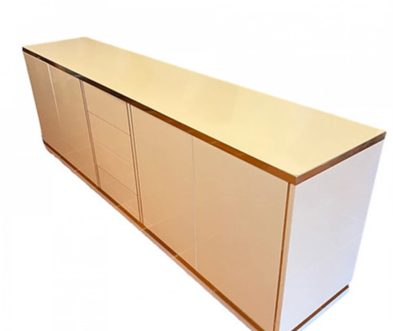 Beige lacquered wood sideboard with gilded borders, 1980s 7