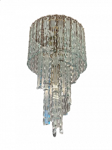 Five-light glass chandelier with spiral pendants, 1970s