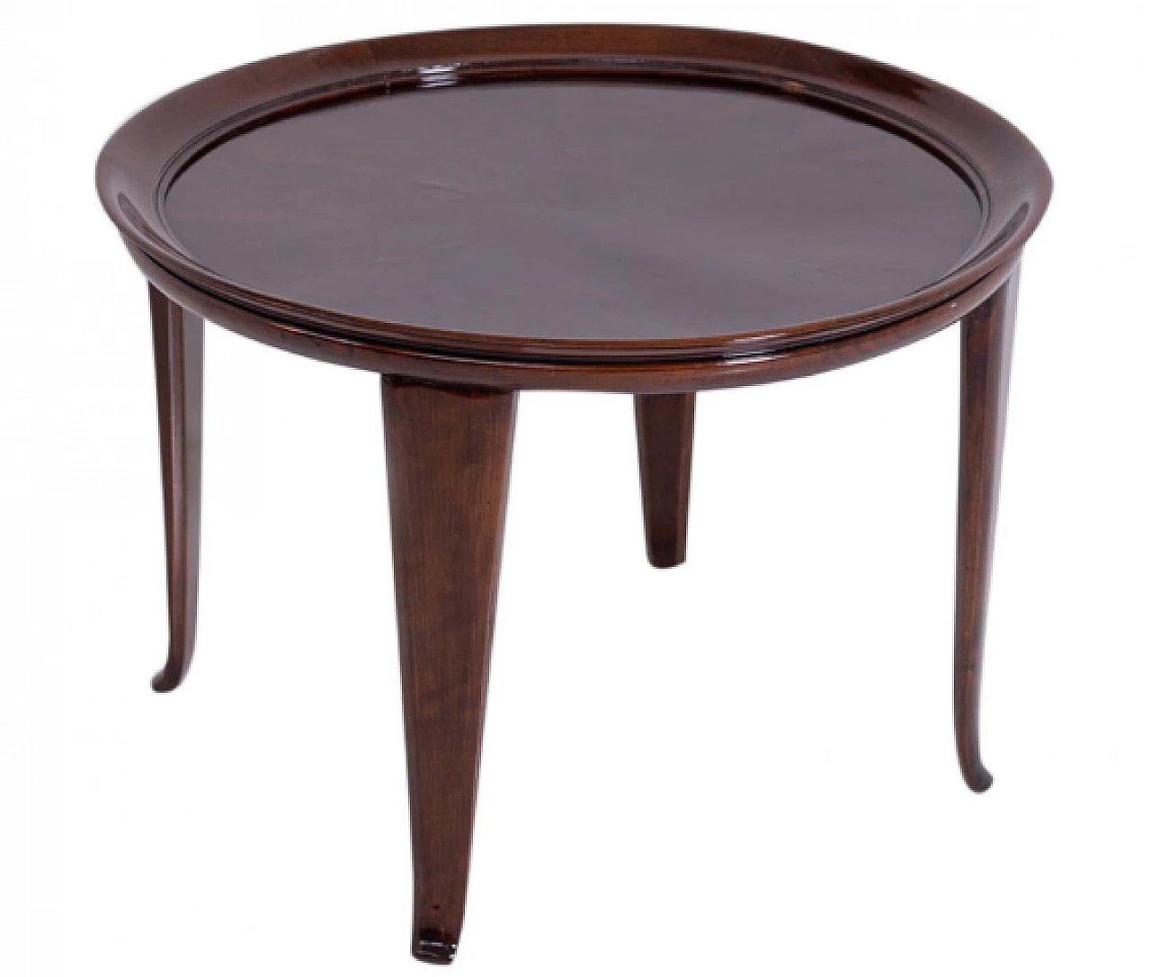 Round walnut coffee table, 1950s 1
