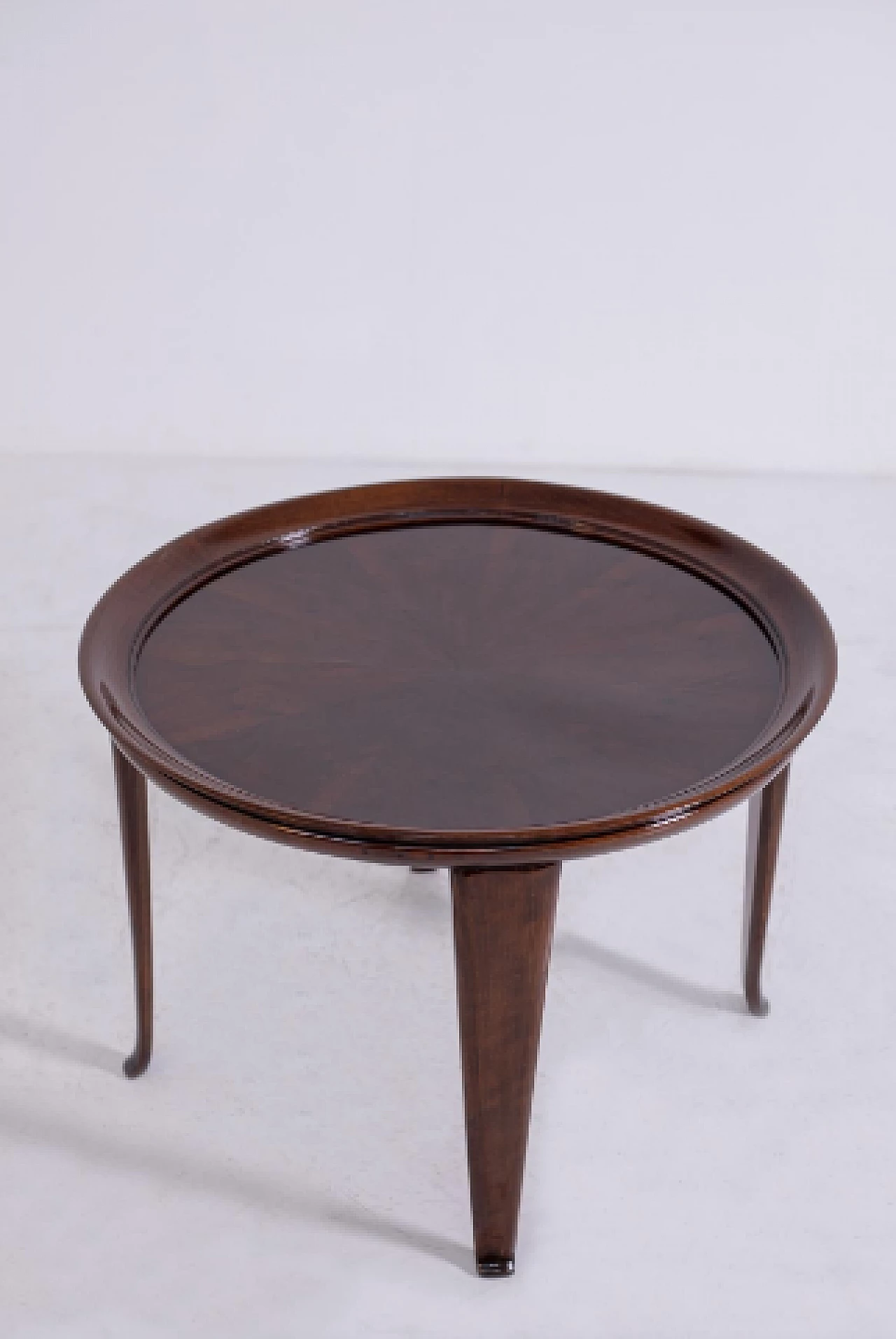 Round walnut coffee table, 1950s 7