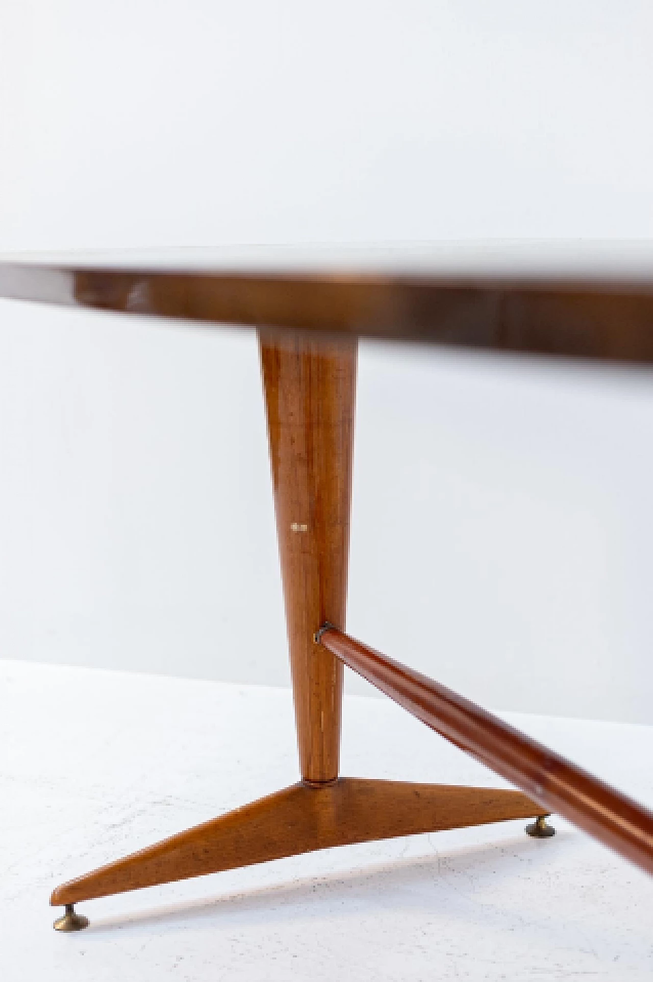 Wood table with gray glass top, 1950s 3