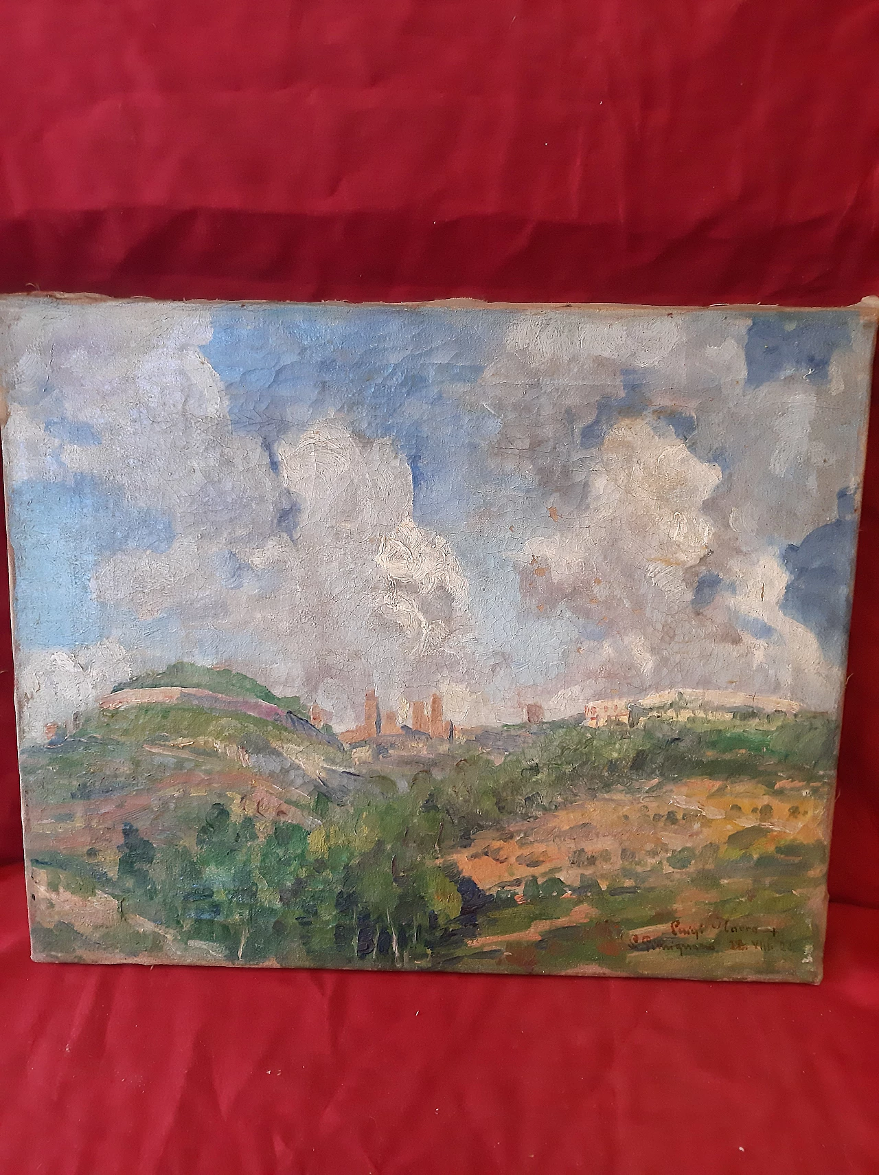 Luigi Tarra, San Gimignano, oil painting on canvas, 1924 1