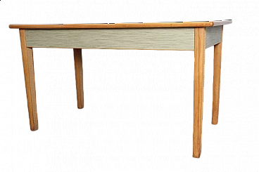 Solid beech table with green laminate top, 1960s