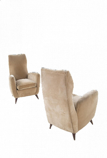 Pair of armchairs attributed to Gio Ponti for ISA Bergamo, 1950s
