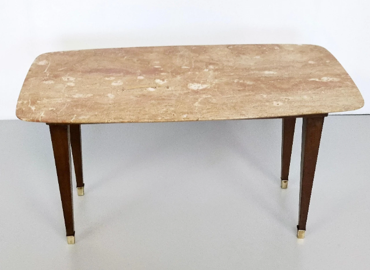 Beech and pink travertine coffee table attributed to Paolo Buffa, 1950s 4