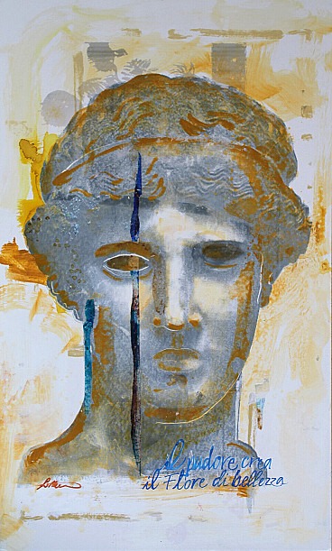 Alessandro La Motta, Aphrodite, mixed media painting on cardboard panel