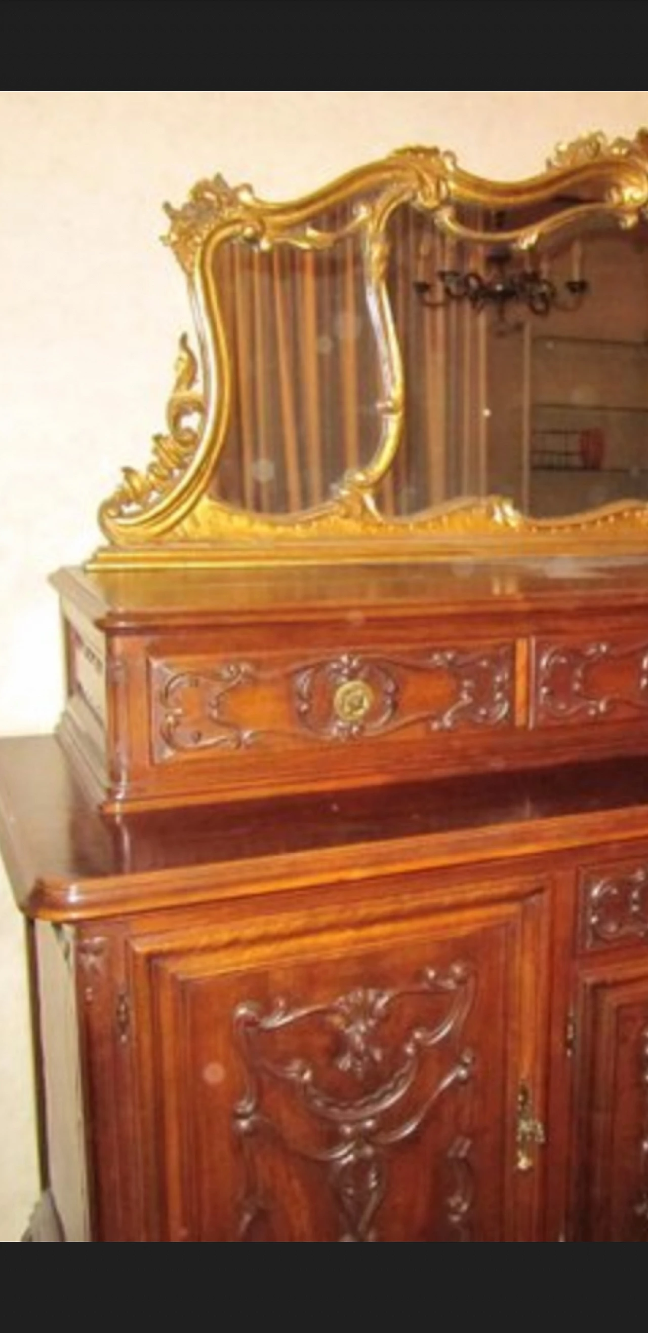 Cabinet with mirror and riser with drawers in Baroque style, 1960s 2