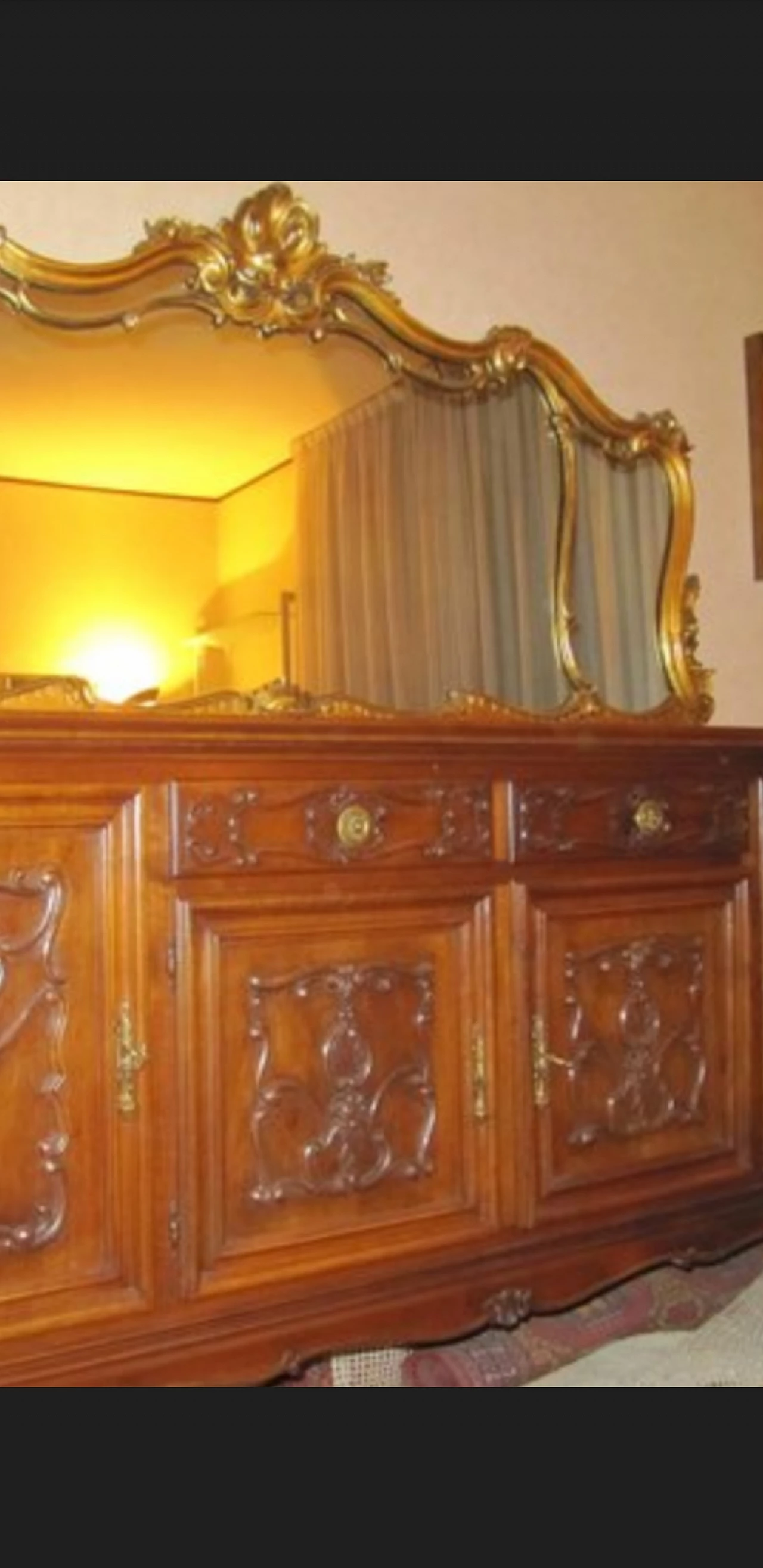 Cabinet with four doors and two drawers in Baroque style with mirror, 1960s 2