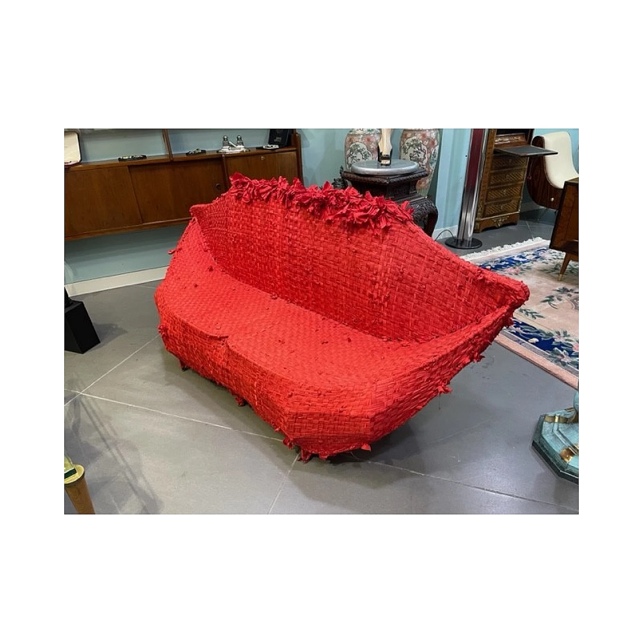 Divano Pollock in ferro e tessuto di Anacleto Spazzapan, fine '900 10