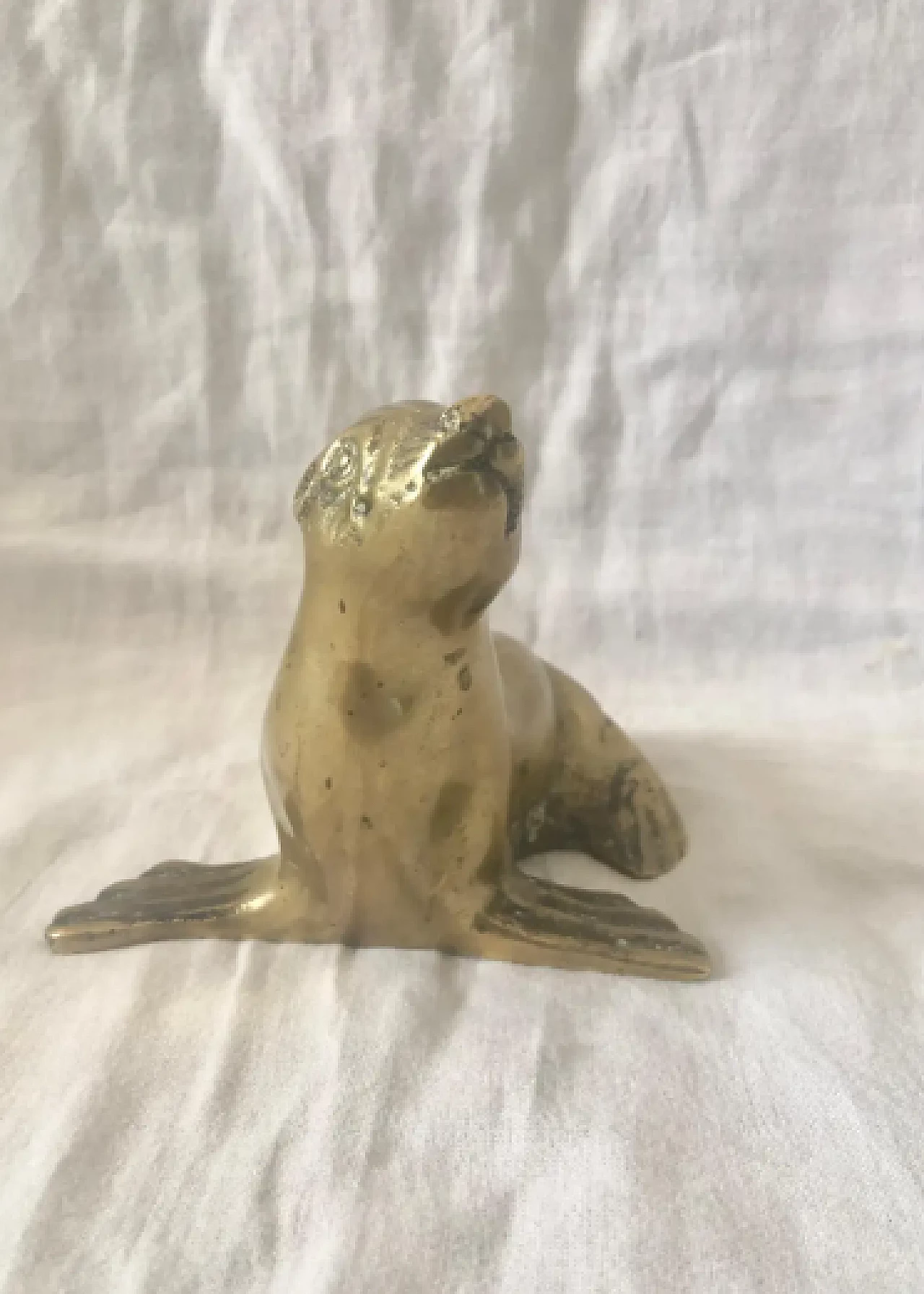 Scultura di sigillo in ottone satinato, anni '60 2