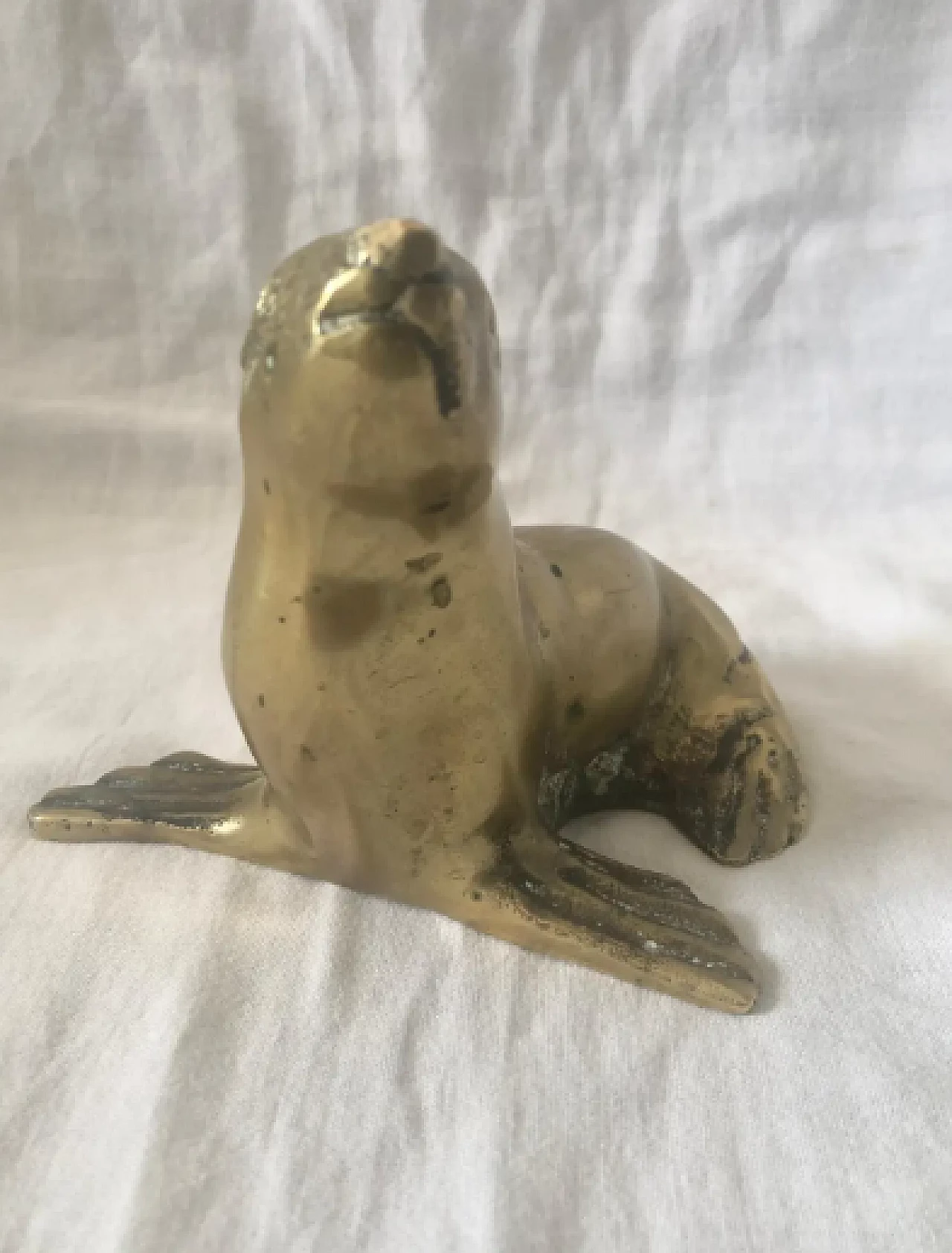 Scultura di sigillo in ottone satinato, anni '60 6