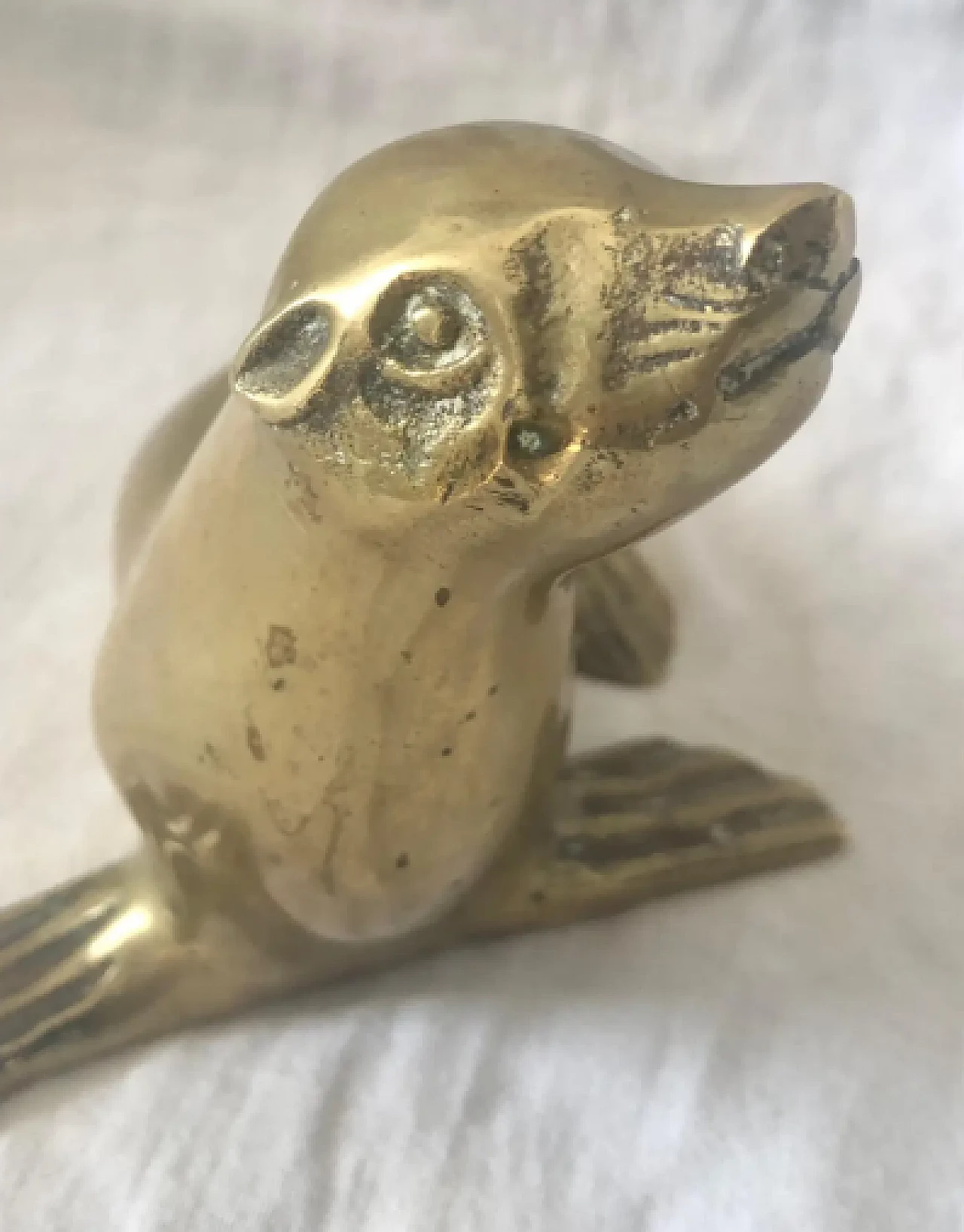 Scultura di sigillo in ottone satinato, anni '60 7