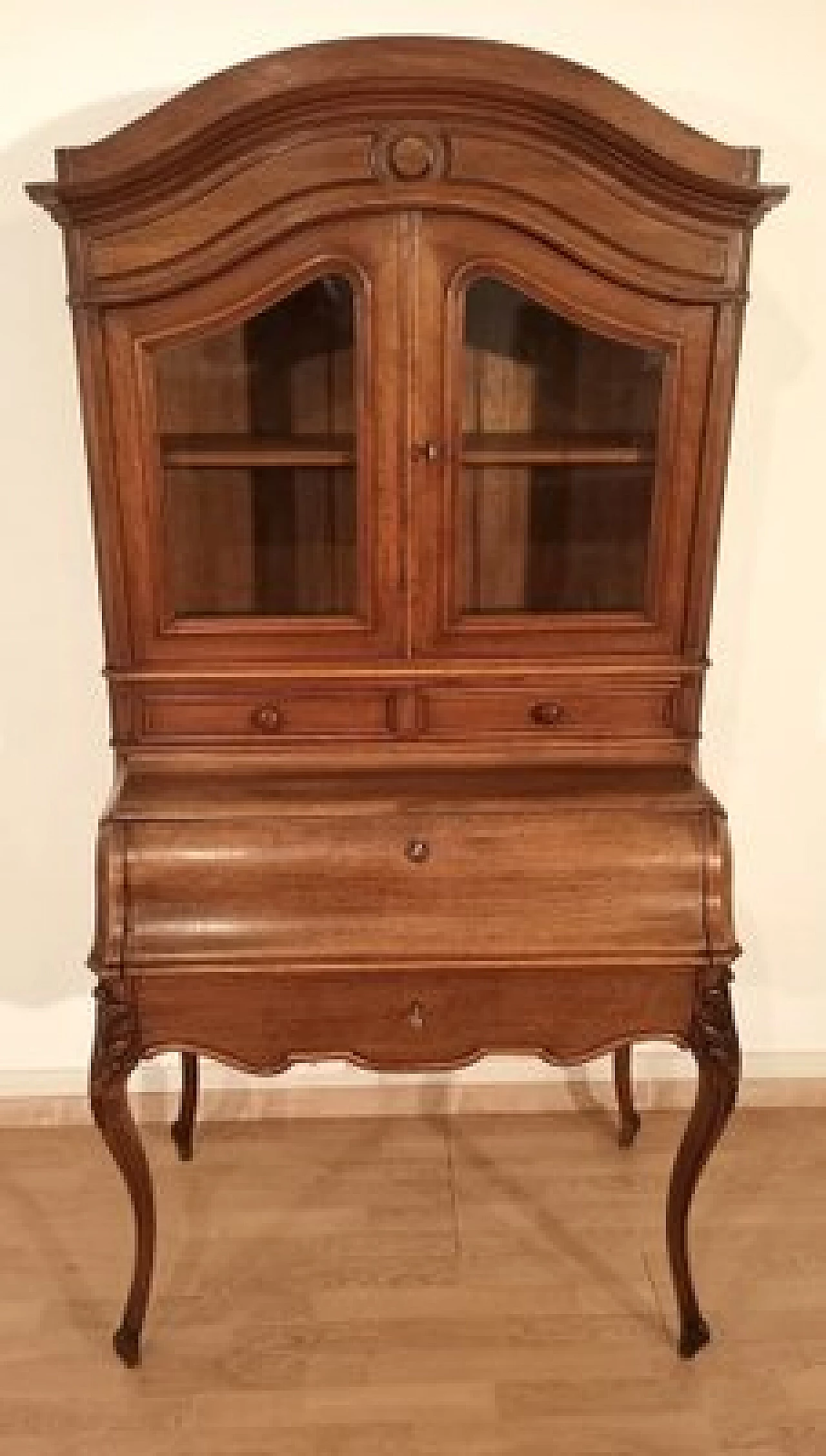 Walnut, maple and oak secrétaire with showcase, 19th century 4