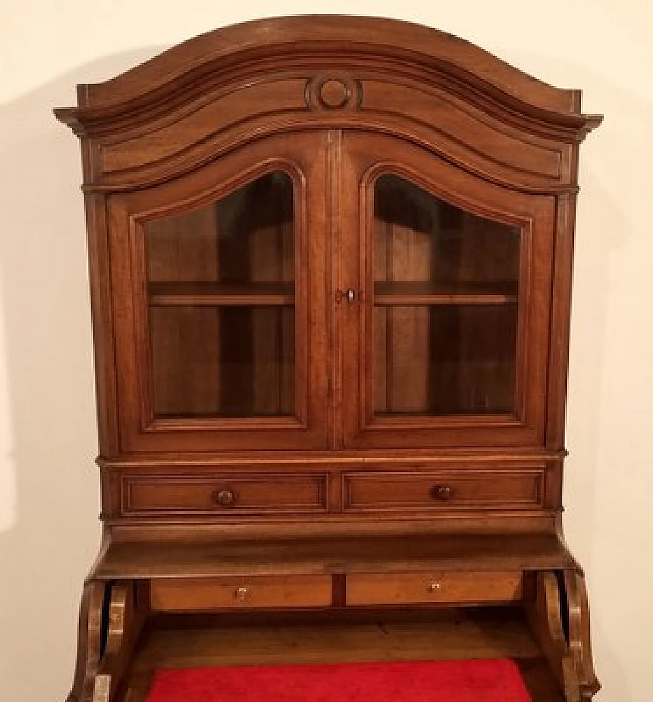 Walnut, maple and oak secrétaire with showcase, 19th century 11