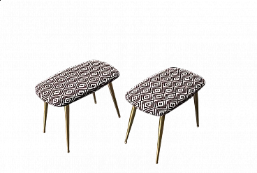 Pair of stools with brass feet, 1950s