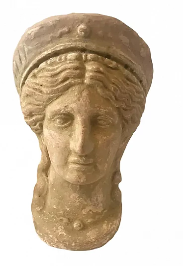 Scultura di testa di Giunone in terracotta, '800