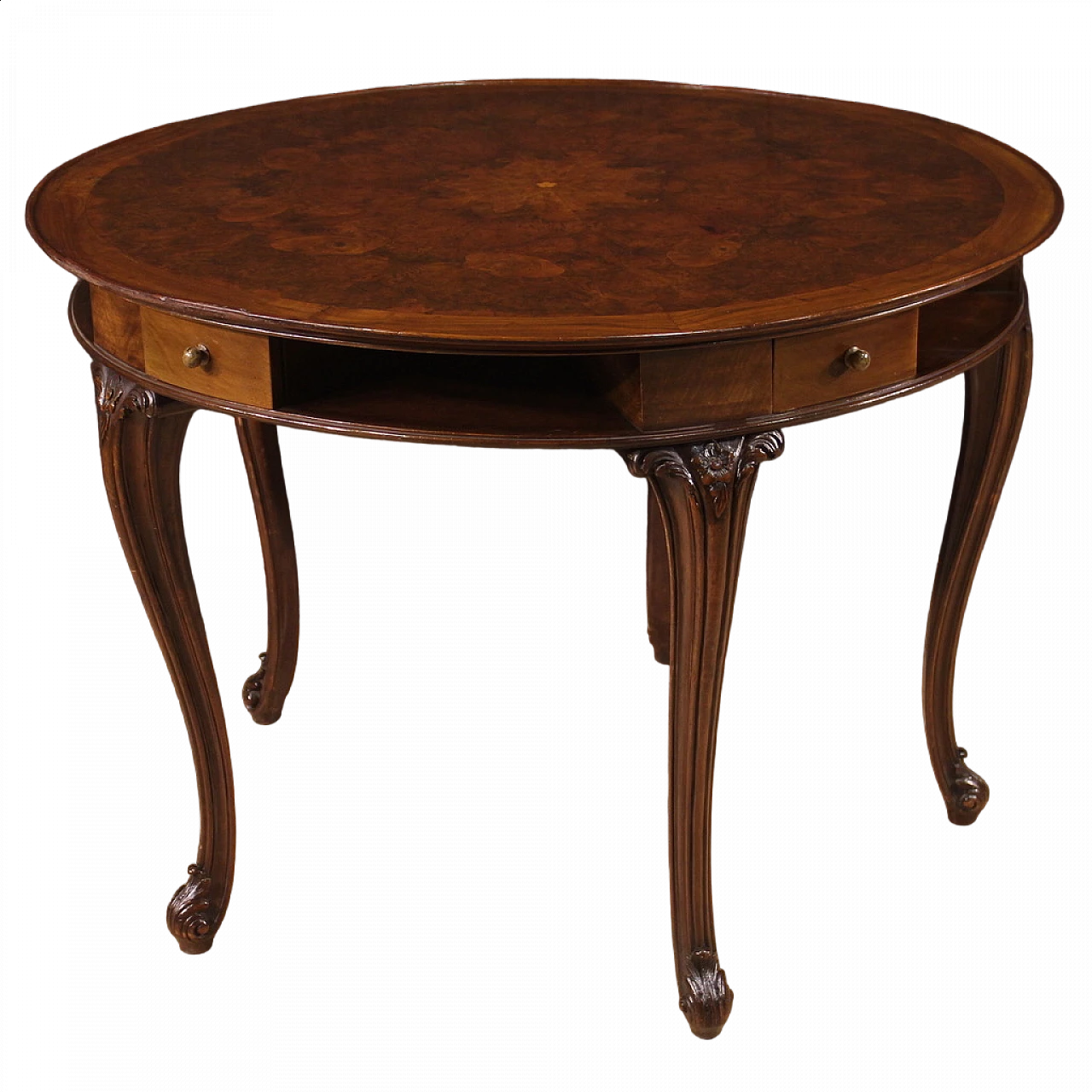 Round veneered wood game table, 1950s 13