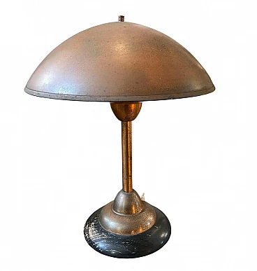 Lampada da tavolo in rame e legno, anni '50