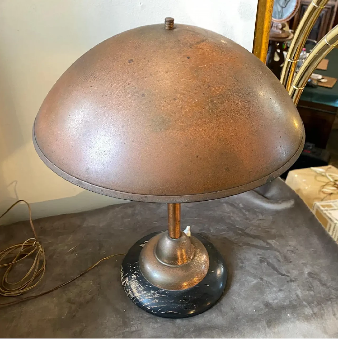 Table lamp in wood and copper, 1950s 4