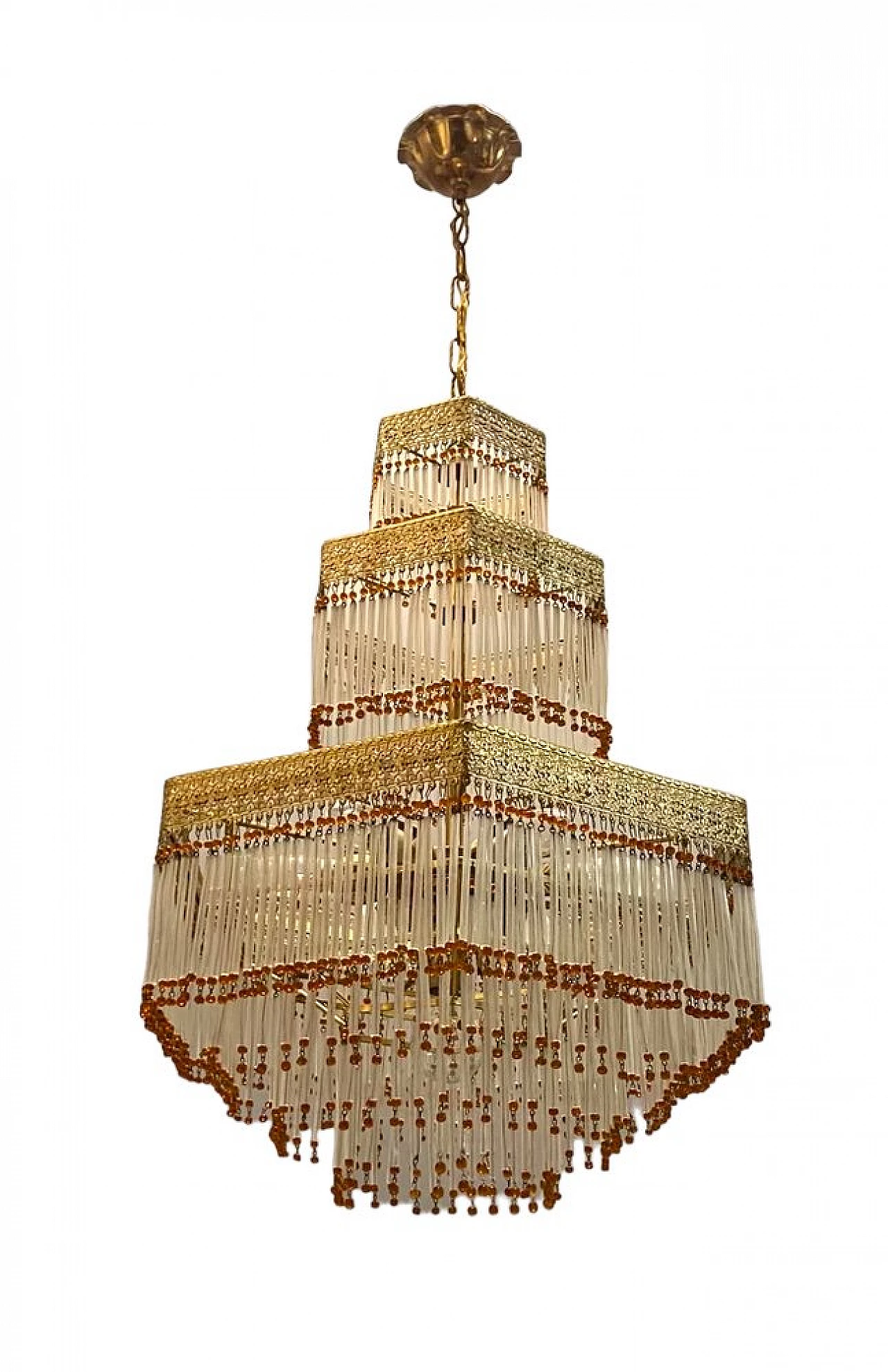 Lampadario in vetro di Murano in stile Liberty, anni '60 2