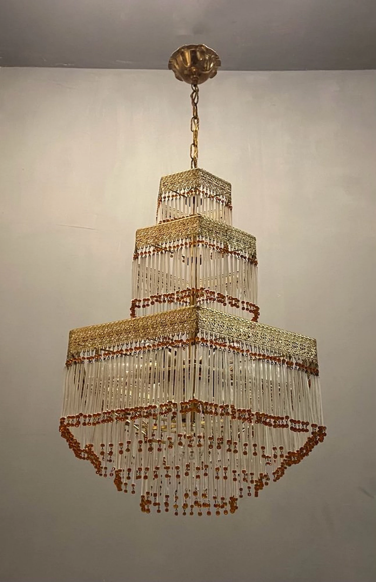 Lampadario in vetro di Murano in stile Liberty, anni '60 3