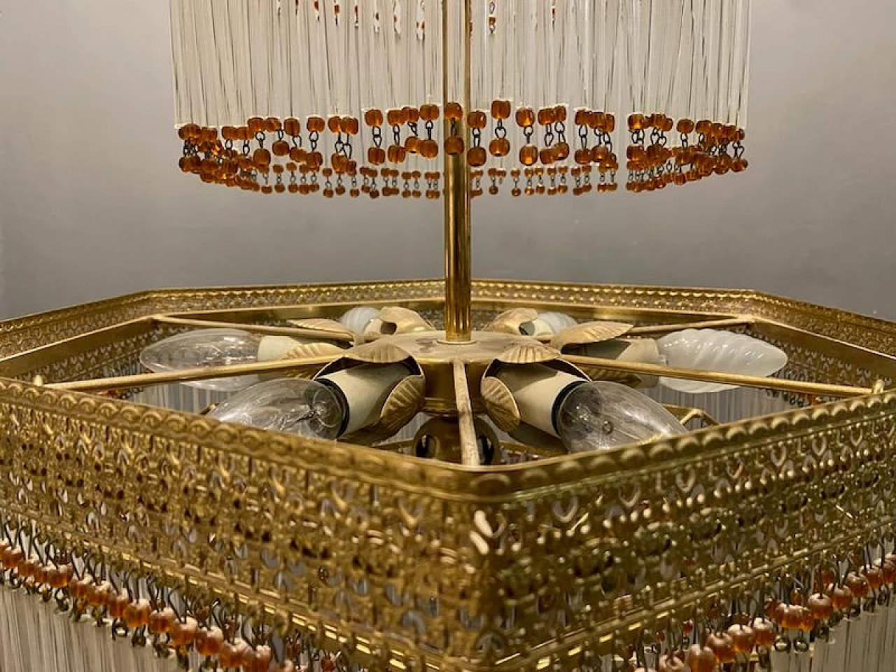 Lampadario in vetro di Murano in stile Liberty, anni '60 4