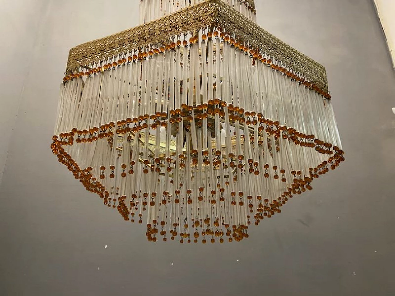 Lampadario in vetro di Murano in stile Liberty, anni '60 5