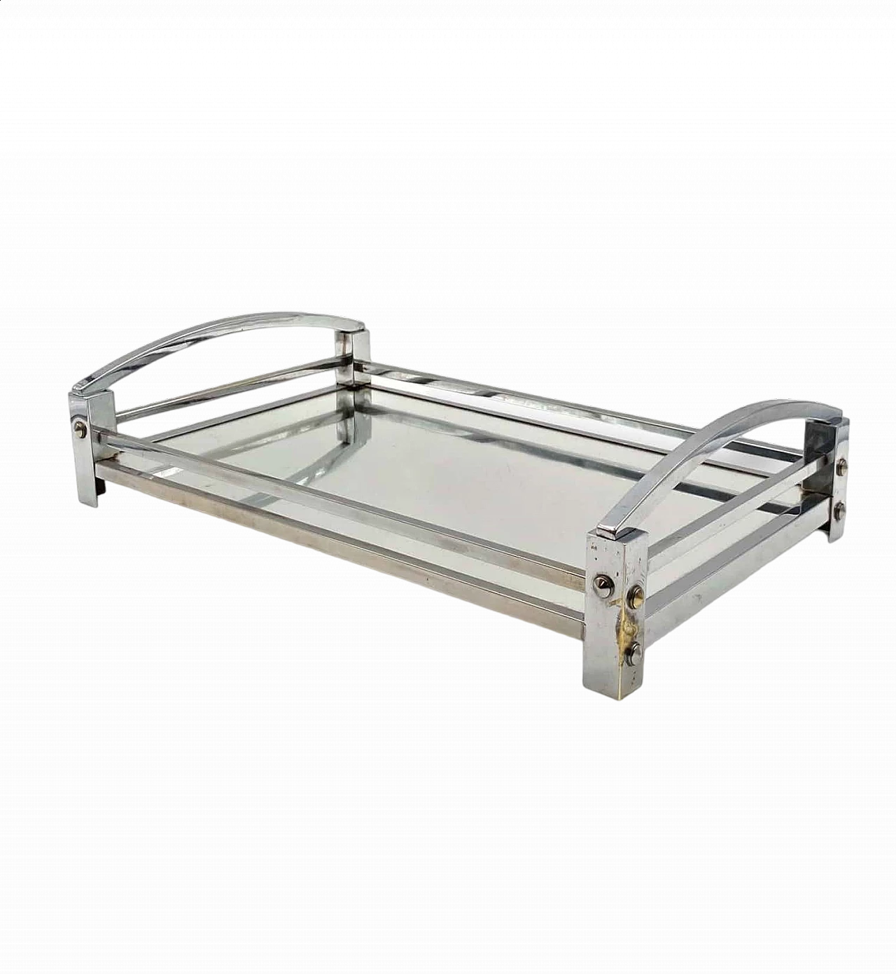 Metal and mirror tray by Jacques Adnet for Maison Adnet, 1950s 19