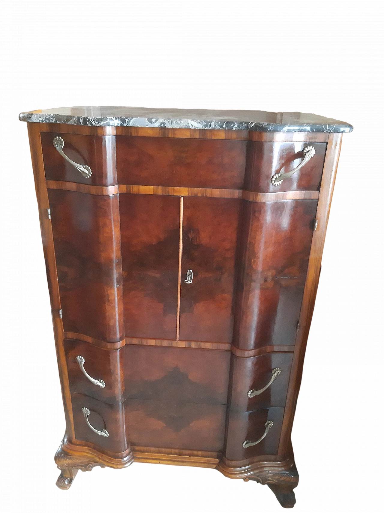 Walnut-root sideboard with marble top, 1950s 14