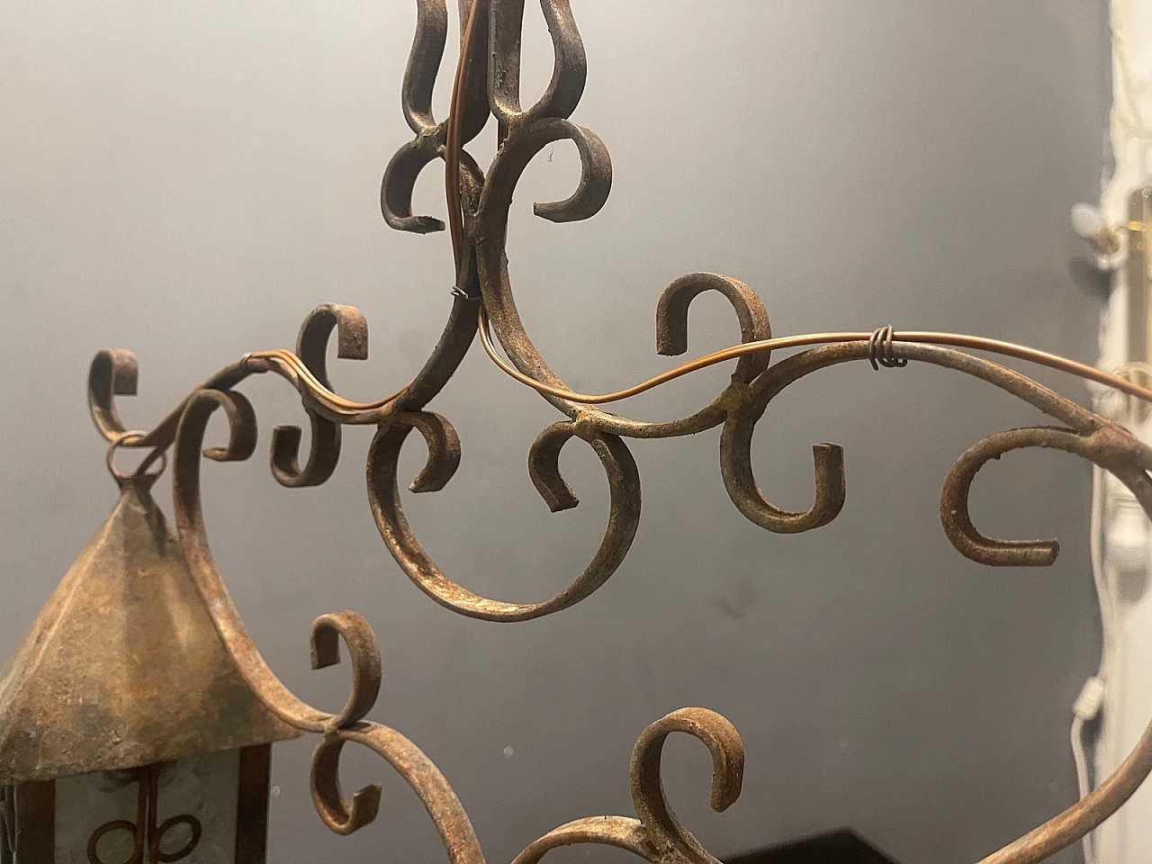 Lampadario in ferro battuto, anni '40 5