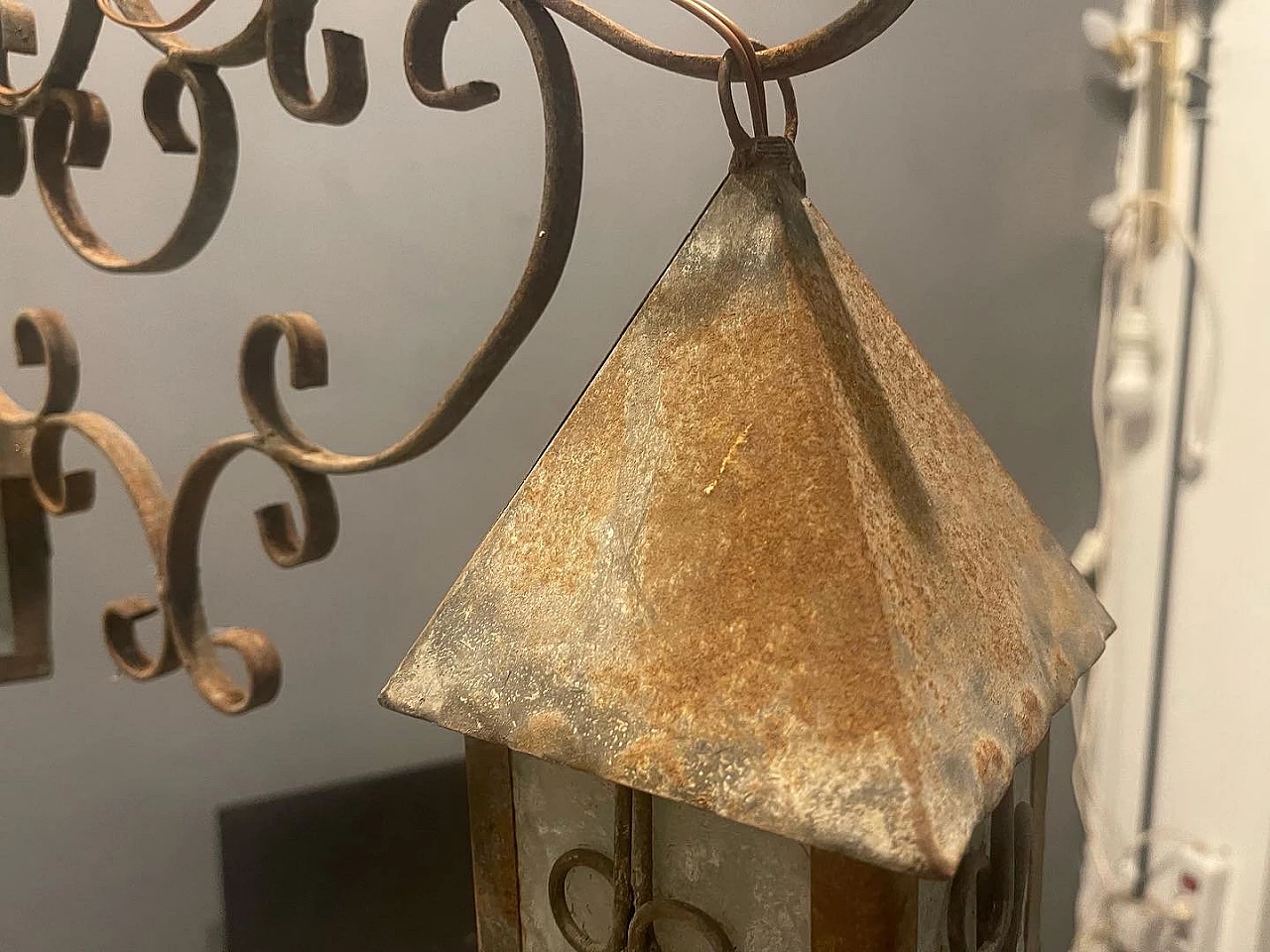 Lampadario in ferro battuto, anni '40 8