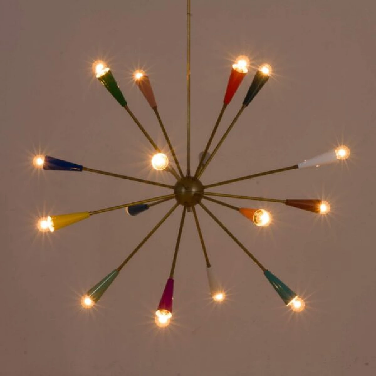 Sputnik coloured chandelier, 1950s 5