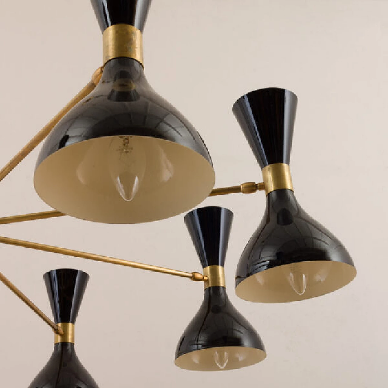 8 Arms chandelier with diabolo shades in Stilnovo style, 1970s 3