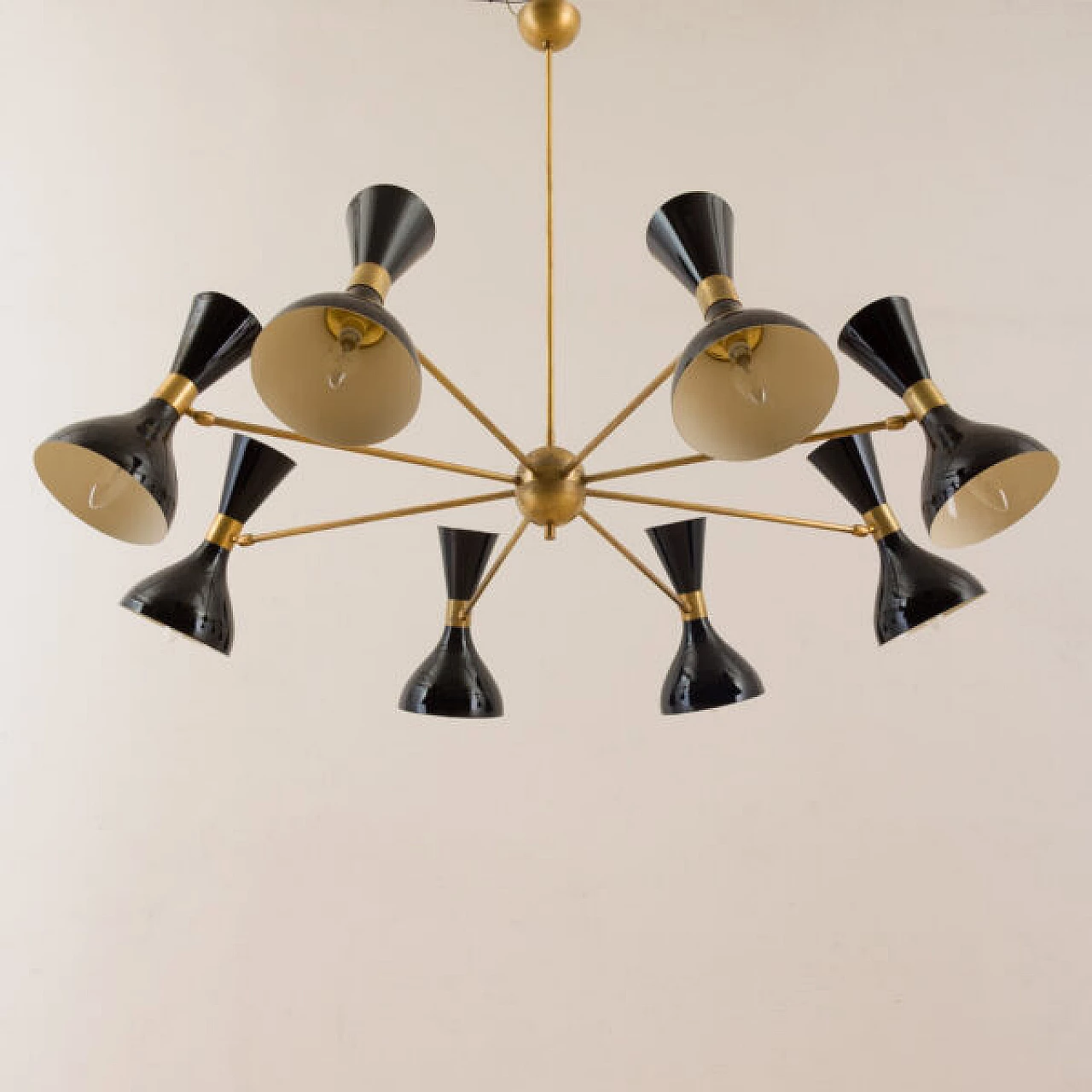 8 Arms chandelier with diabolo shades in Stilnovo style, 1970s 11