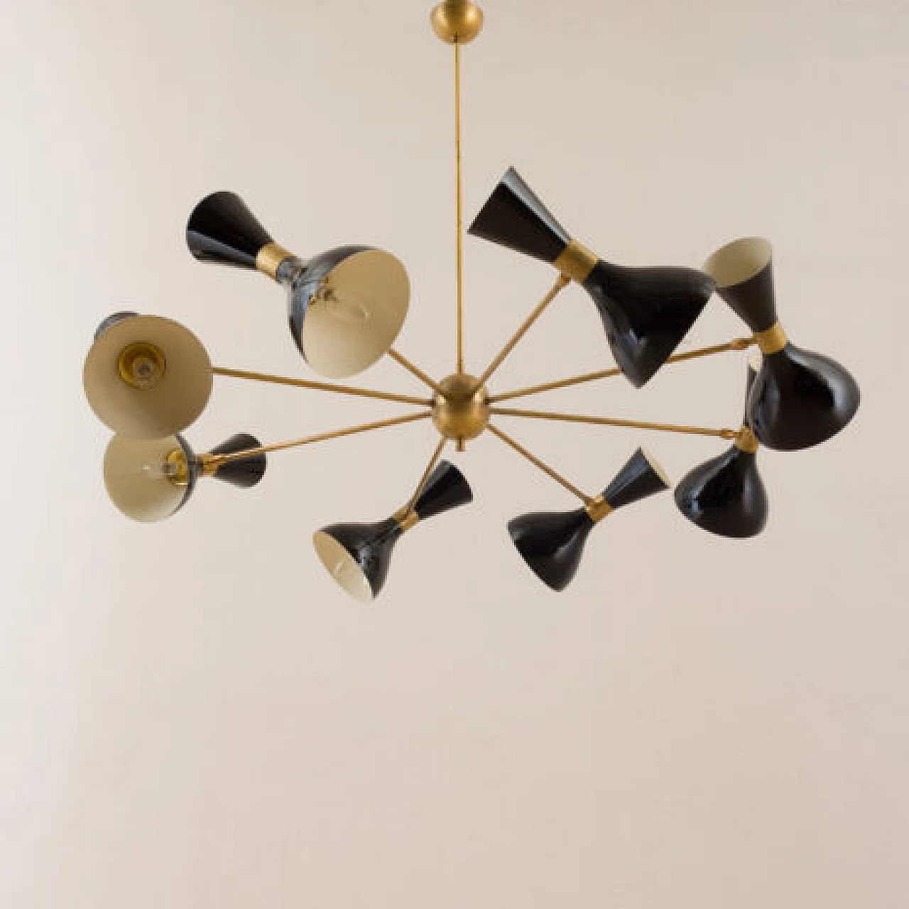 8 Arms chandelier with diabolo shades in Stilnovo style, 1970s 12