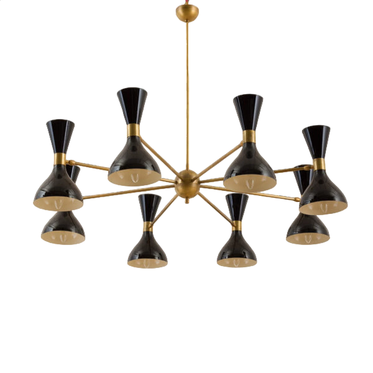 8 Arms chandelier with diabolo shades in Stilnovo style, 1970s 17