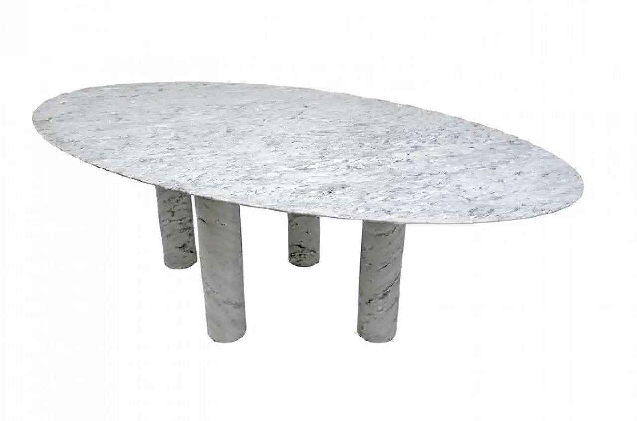 Il Colonnato oval table in Carrara marble by Mario Bellini for Cassina, 1970s 1