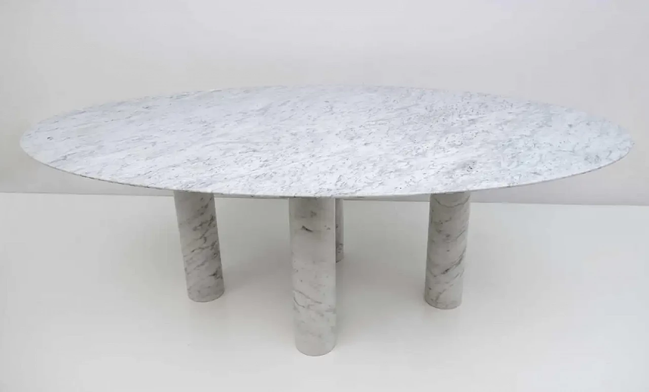 Il Colonnato oval table in Carrara marble by Mario Bellini for Cassina, 1970s 2
