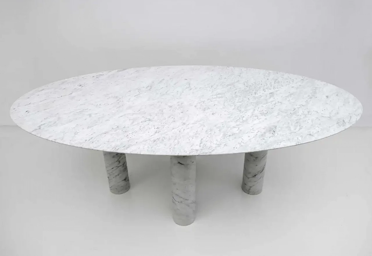Il Colonnato oval table in Carrara marble by Mario Bellini for Cassina, 1970s 3
