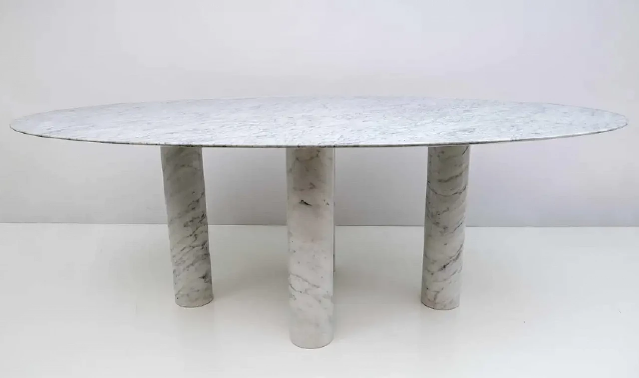 Il Colonnato oval table in Carrara marble by Mario Bellini for Cassina, 1970s 4