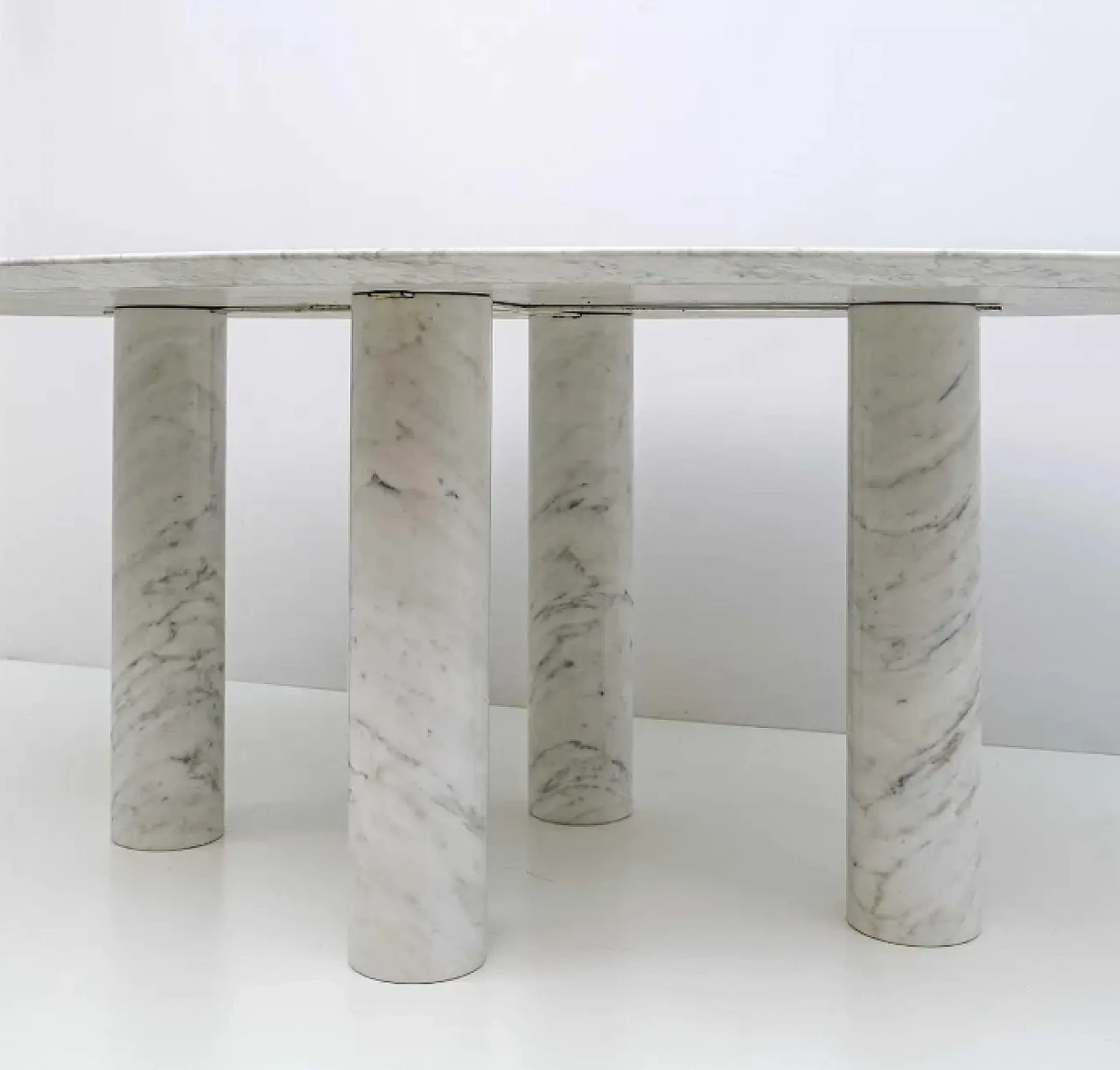 Il Colonnato oval table in Carrara marble by Mario Bellini for Cassina, 1970s 5