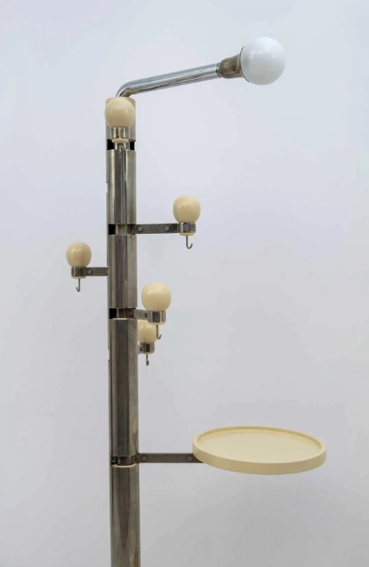 Sculptural floor lamp with steel coat stand and umbrella stand, 1960s 4