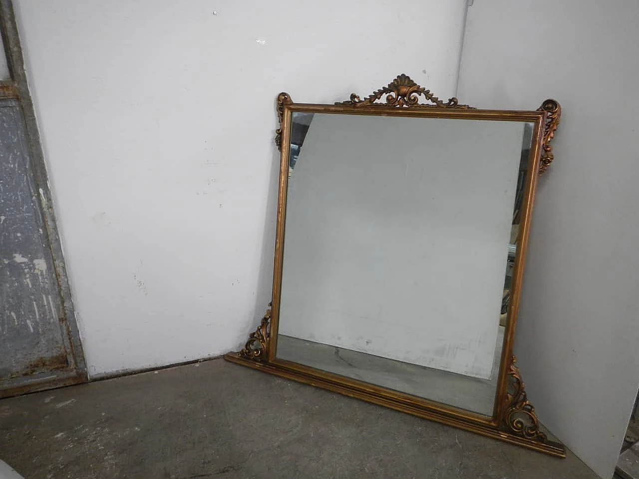 Carved and gilded fir frame mirror, 1940s 1