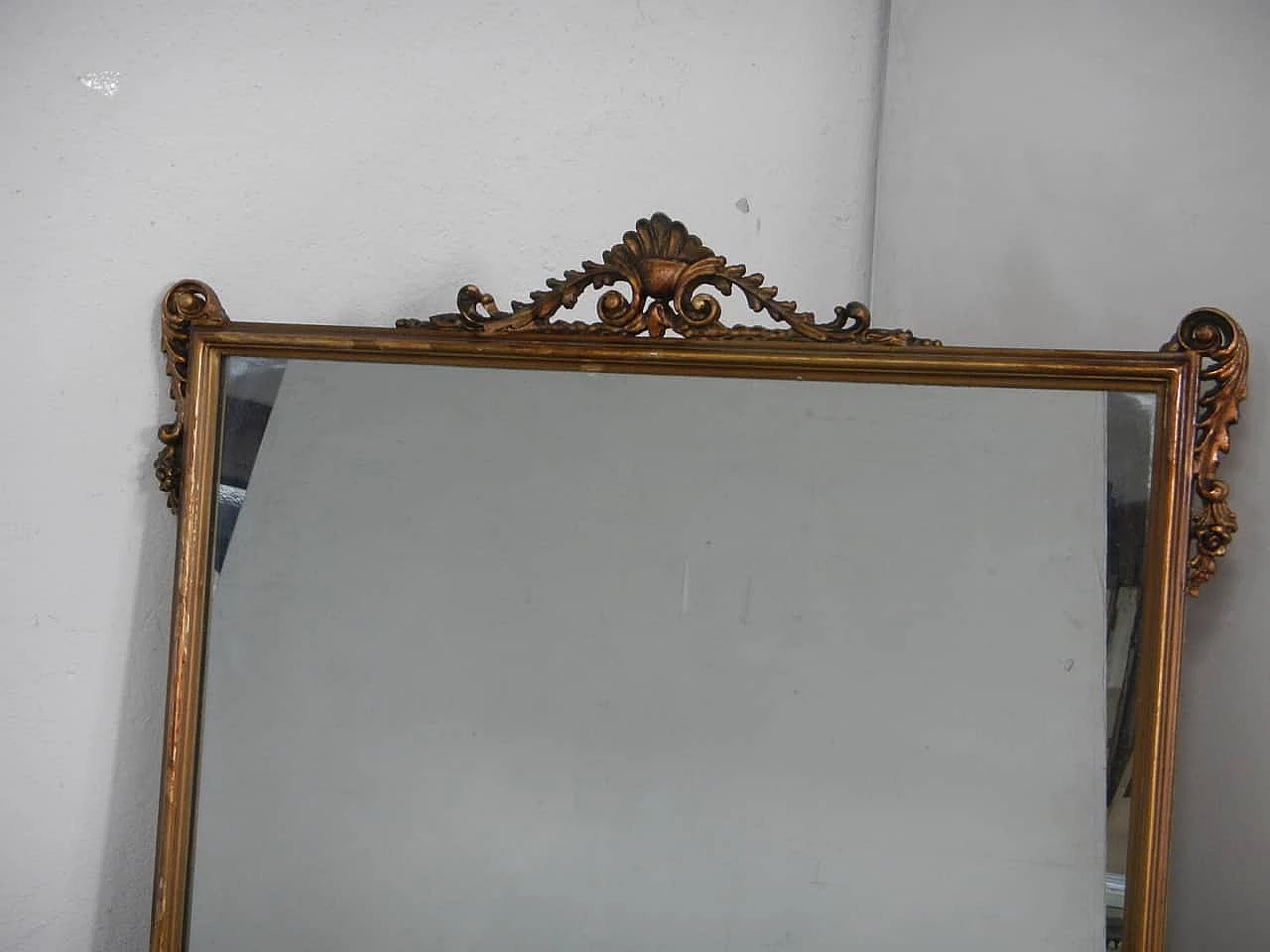Carved and gilded fir frame mirror, 1940s 4
