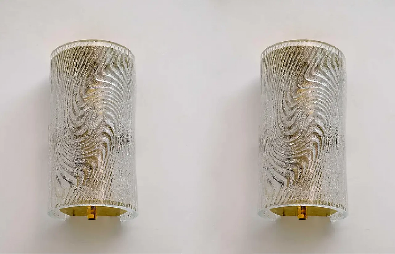 Pair of Murano glass and brass wall sconces Corteccia, 1980s 2