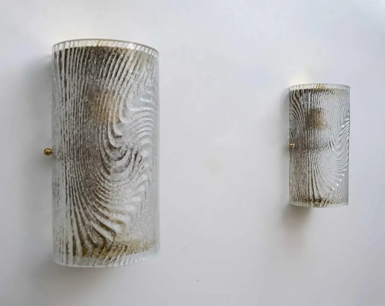 Pair of Murano glass and brass wall sconces Corteccia, 1980s 7