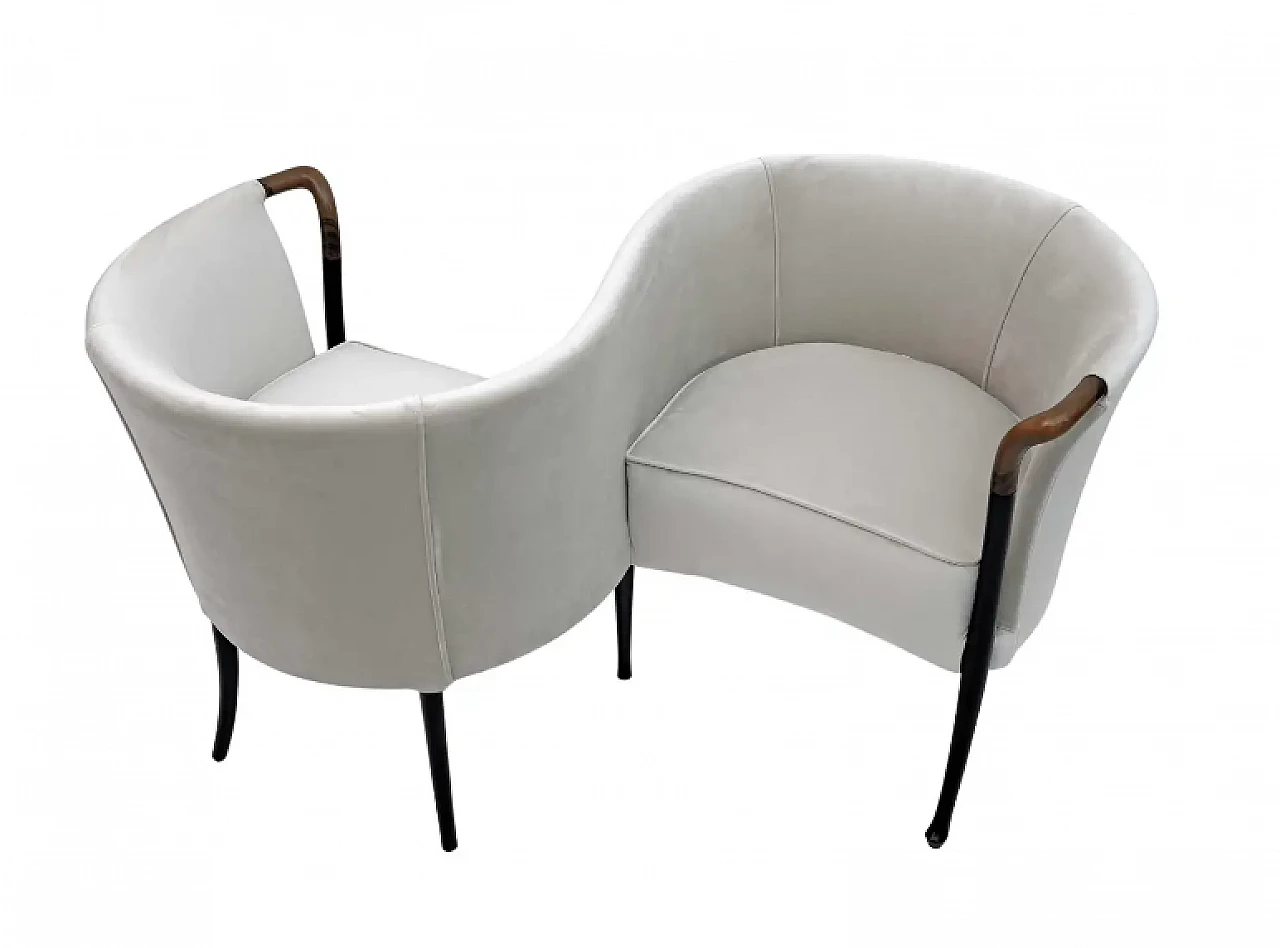 Divano da conversazione Progetto in velluto di Giorgetti, anni '80 1