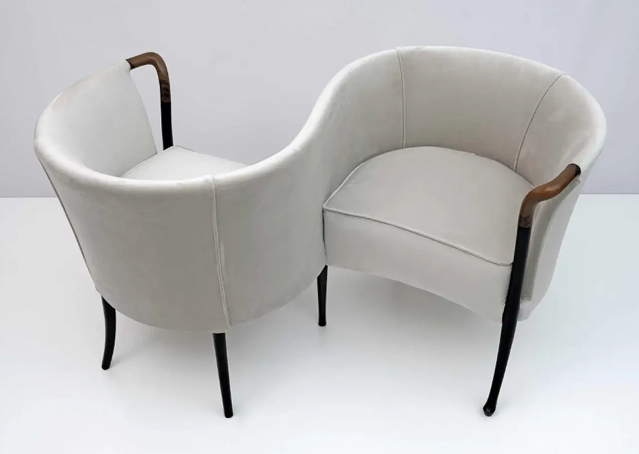Progetto velvet conversation sofa by Giorgetti, 1980s 2