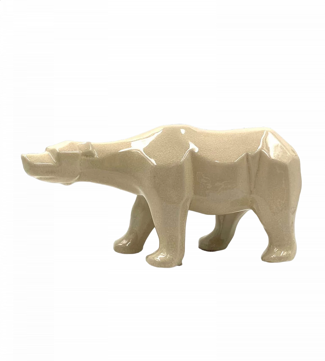 Craquelé ceramic polar bear by L&V Ceram, 1970s 22