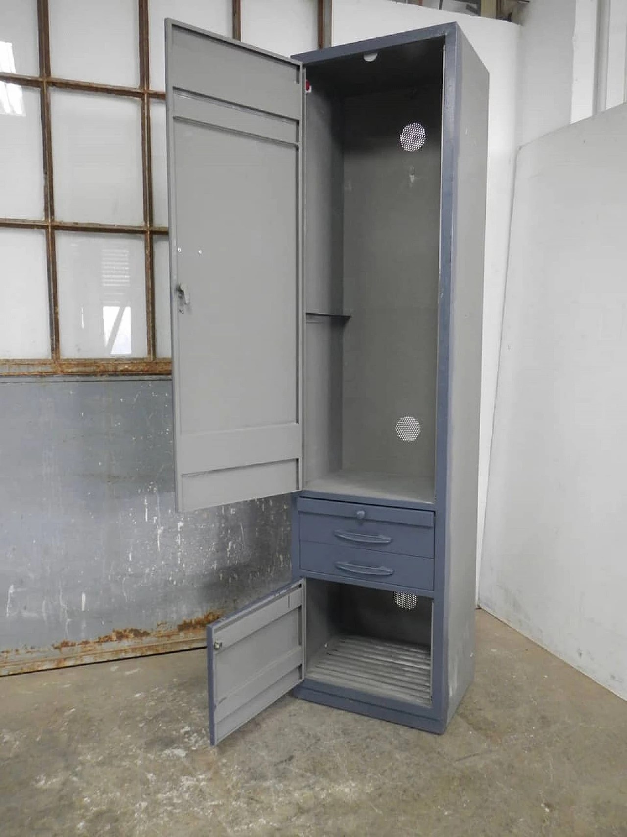 Iron cabinet with two drawers and doors, 1970s 5